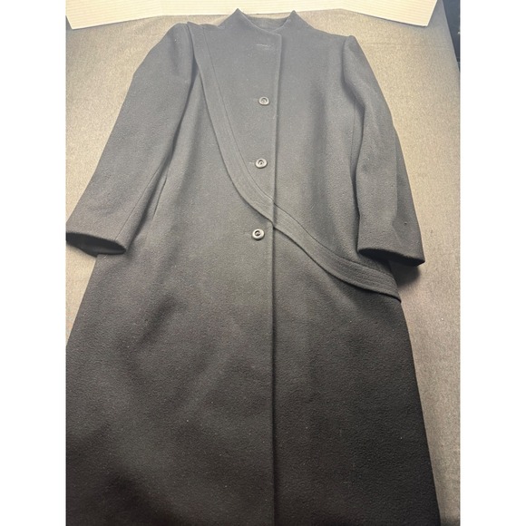 Silhouette of California Black Wool Blend Coat Asymmetrical Vintage - Picture 1 of 8